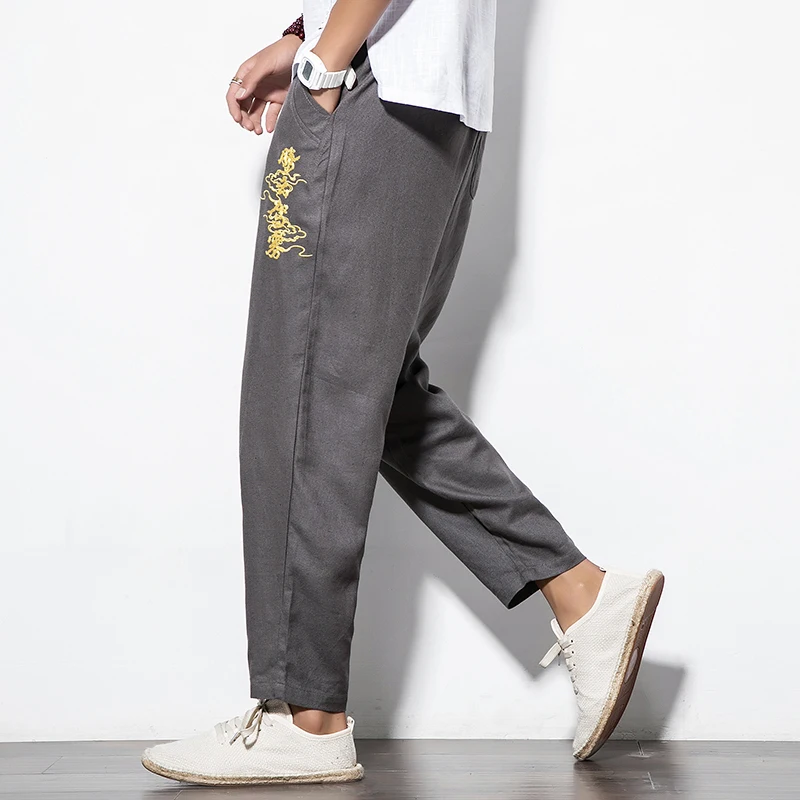 2018 nueva moda de verano seccion delgada hombres Lino Pantalones macho gran tamano Повседневный sueltan la cintura