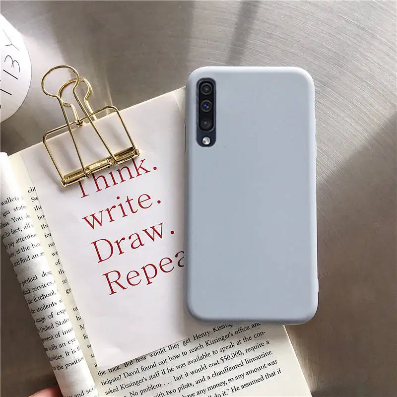 gray Однотонного яркого цвета для силиконовый чехол для samsung galaxy m10 M20 A10 A30 A50 A40 A70 M30 A40S A20 a80 a7 a20e на заднюю панель для телефона - Цвет: gray