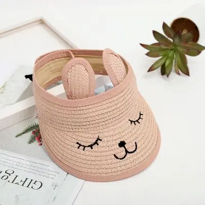 Pink MAERSHEI летняя детская соломенная шляпа с топом в виде кошки, Корейская Повседневная Солнцезащитная пляжная шляпа от солнца - Цвет: Pink