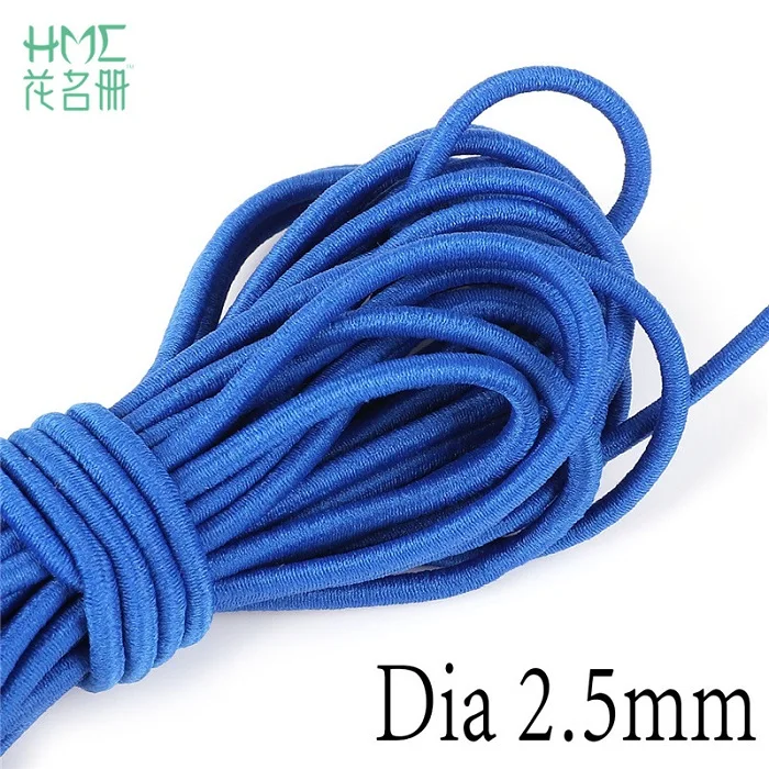 Blue Новое поступление 5 м/уп. 15 цветов 2,5 мм круглый эластичный шнур канатная Резиновая лента эластичная линия сделай сам для изготовления ювелирных изделий Швейные аксессуары - Цвет: Blue