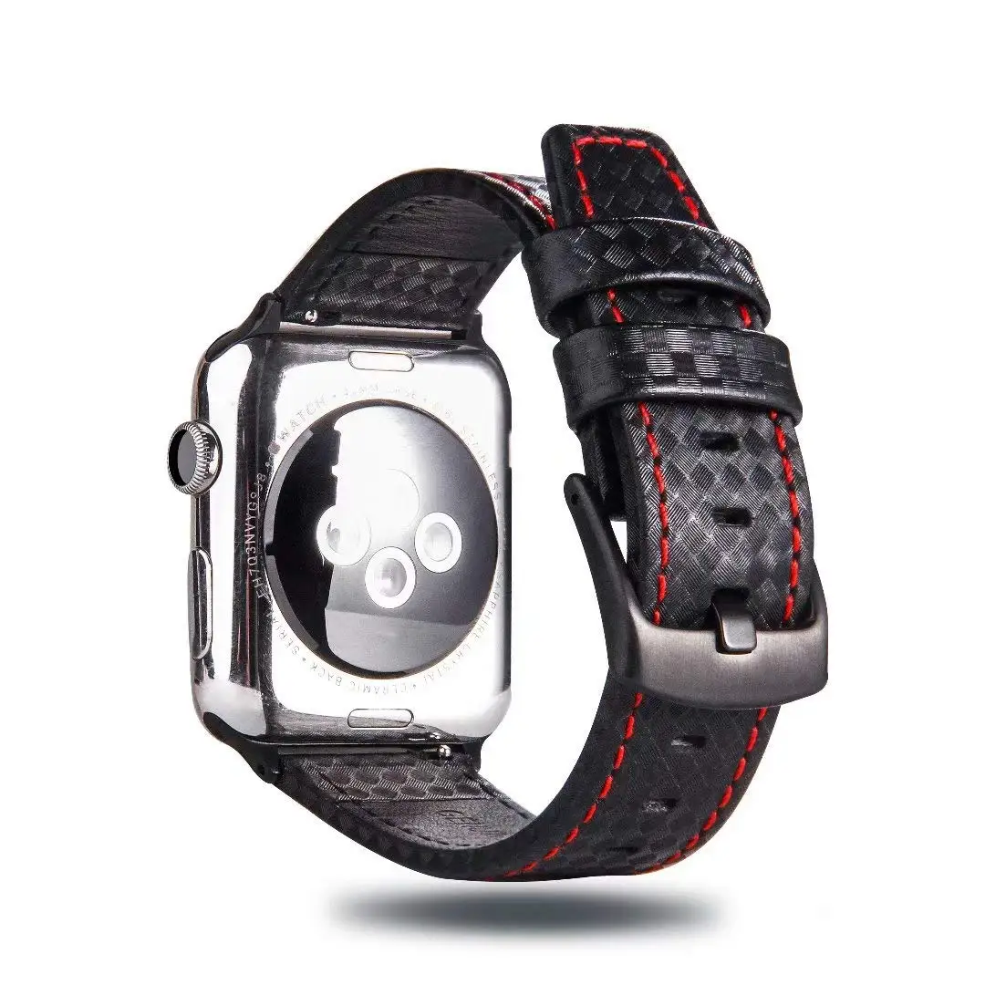 Роскошный ремешок для Apple watch 44 мм 40 мм iWatch 42 мм 38 мм углеродное волокно+ кожаный ремешок для часов Браслет Apple watch 4 3 2 1