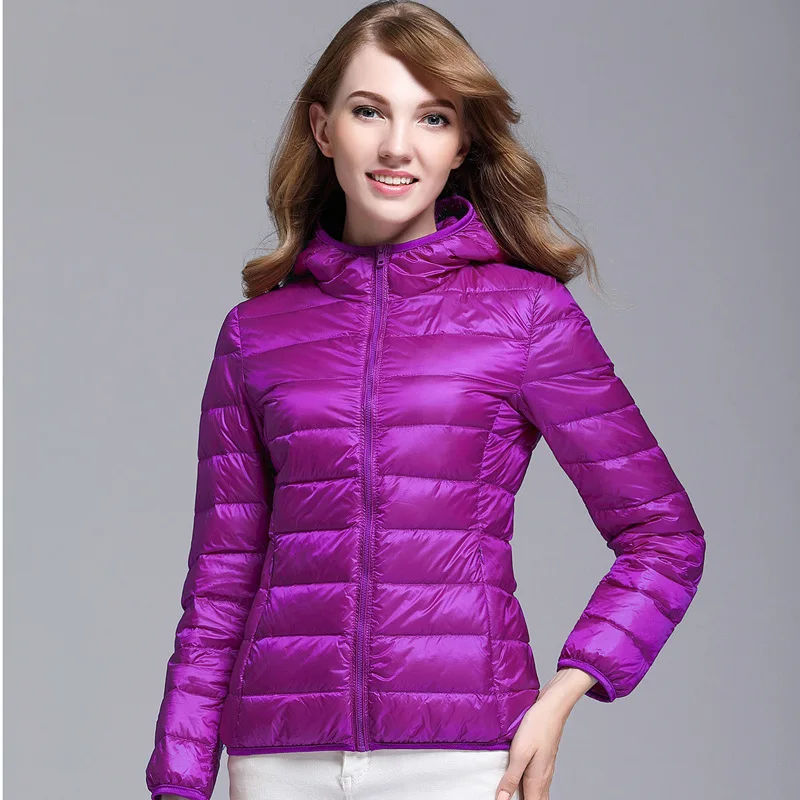 90% Сверхлегкий белая утка вниз пуховик Осенне-зимняя Дамская обувь теплое пальто