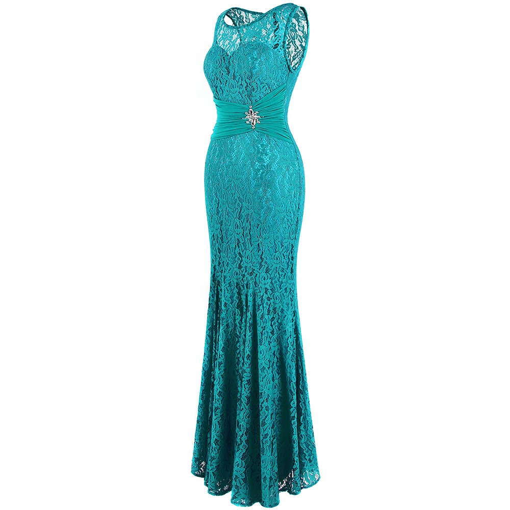Angel fashions женские прозрачные вечерние наряды длинное Плиссированное кружевное