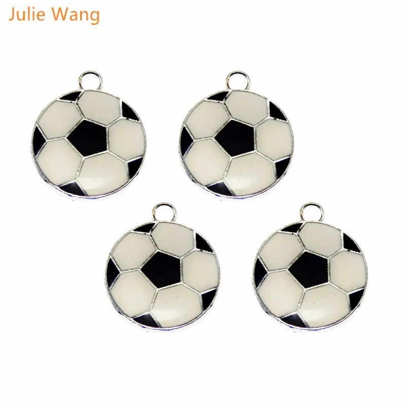 Julie Wang 40 шт. футбольный дизайн цинковый сплав эмалированная Подвеска Ожерелье