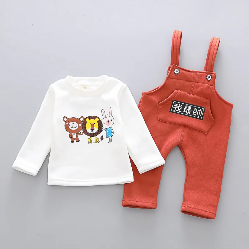 Зимняя флисовая футболка с длинными рукавами для маленьких мальчиков и девочек