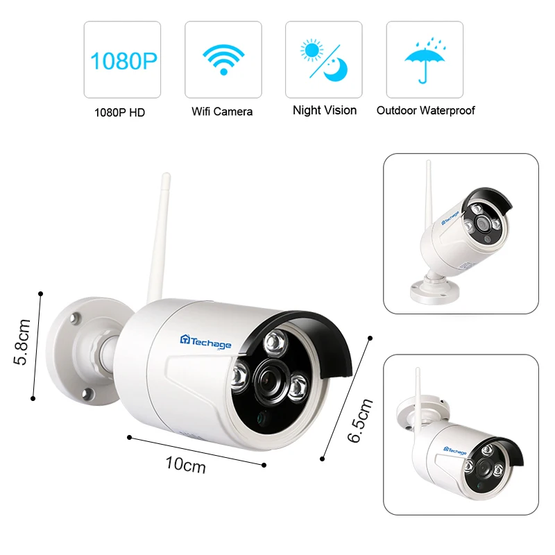 Techage 8CH Wi Fi видеонаблюдения Системы Беспроводной NVR комплект 720 P/960 P/1080 P открытый