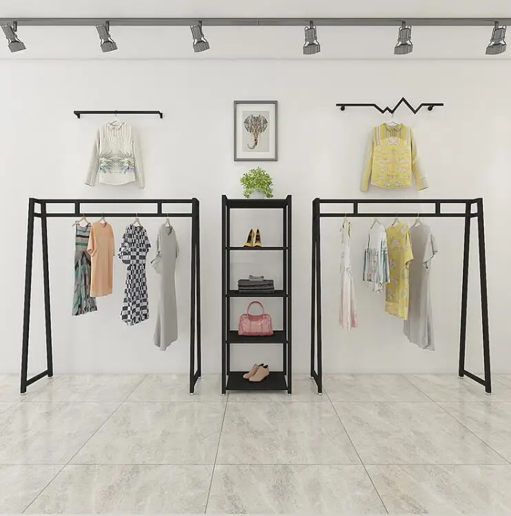 

Tieyi Retro Clothing Shop Exhibition Rack, Golden Men's and Women's Hanging Rack Exhibition Rack, European Landing Clothes