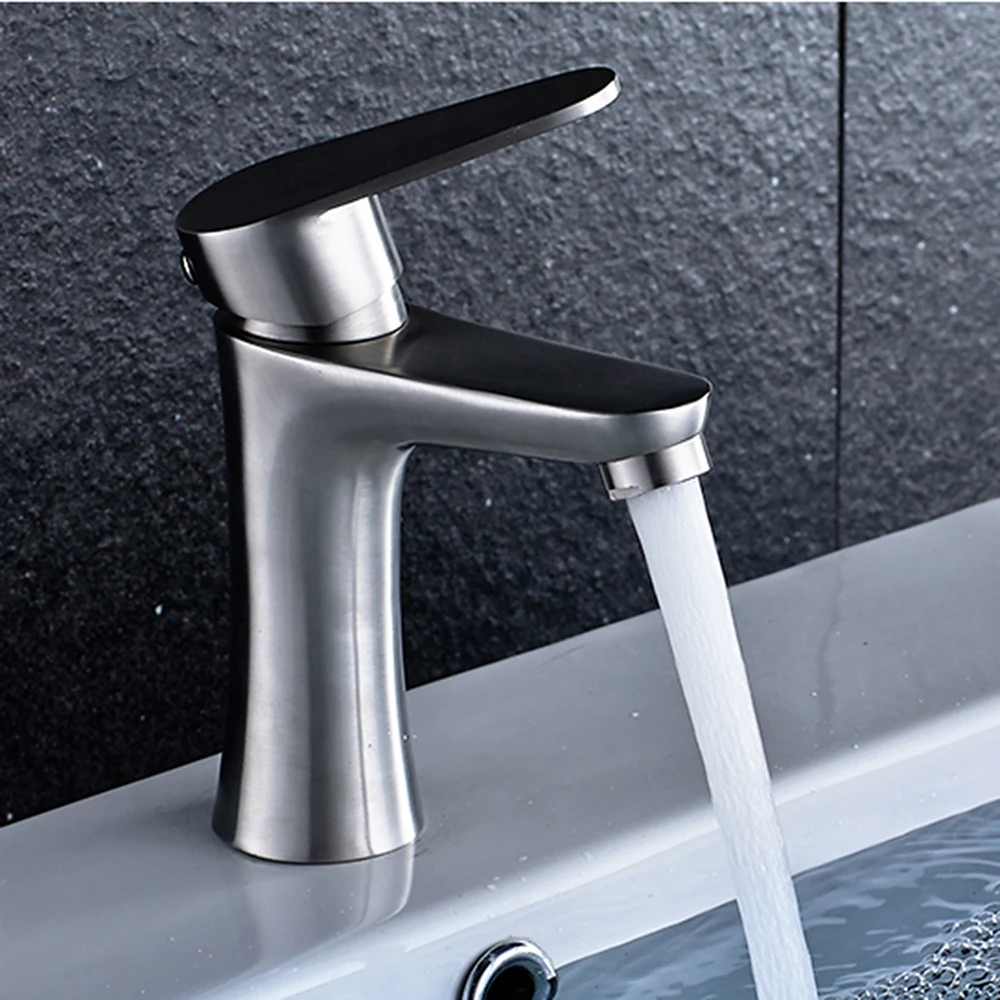 Nickel Single Handle Basin Faucet Hot Cold Mixer Tap Bathroom With Drain Brushed For Washing pipe | Обустройство дома