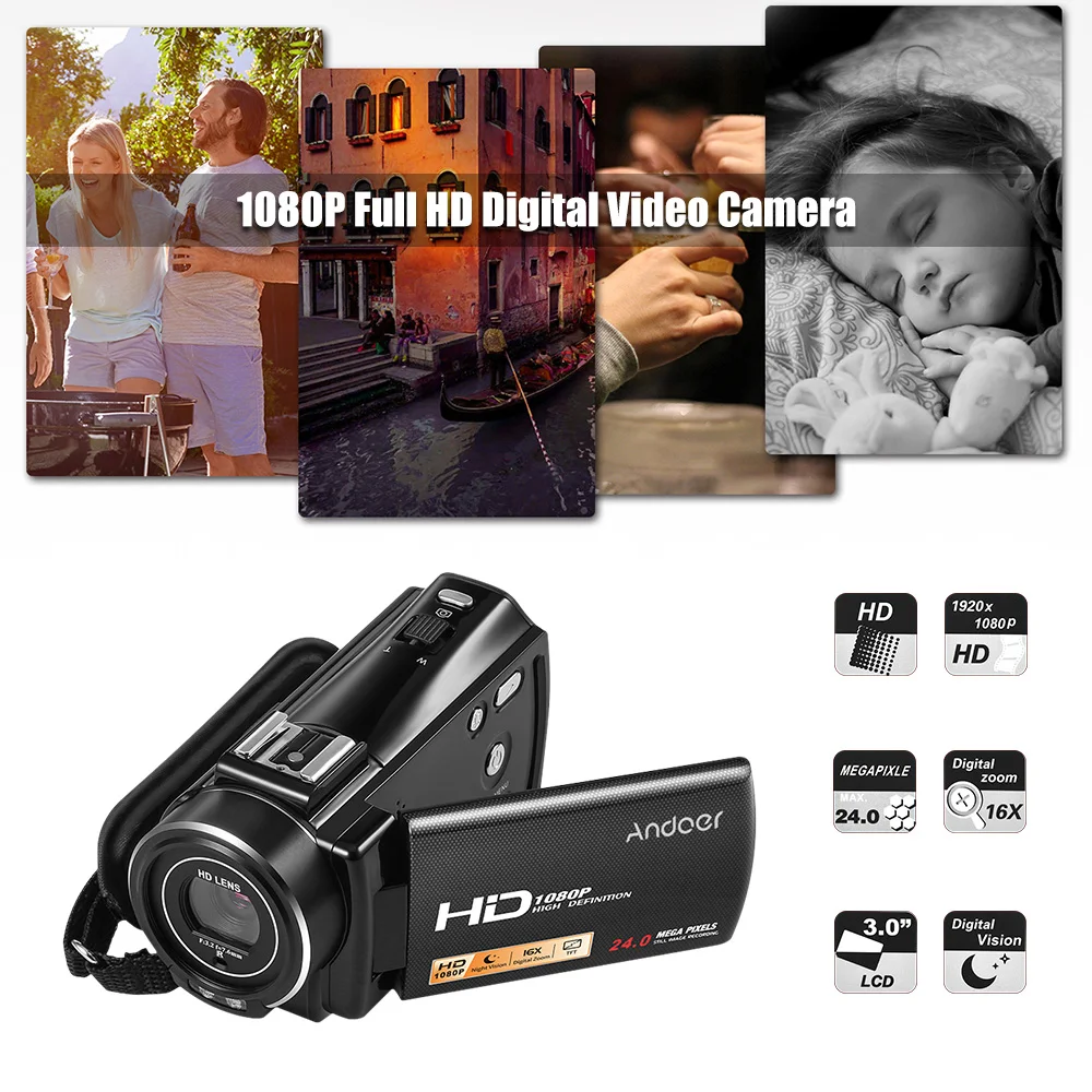 Andoer HDV V7 PLUS 1080P Full HD 24MP Портативная Домашняя Цифровая видеокамера с дистанционным