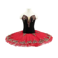 girls don quixote black red pre professional ballet tutu stage costume dress womenadult ballerina pancake tutu for kids