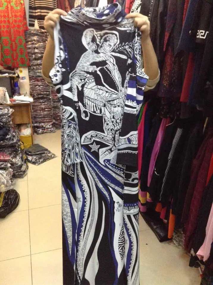 Женское длинное винтажное платье роскошное Брендовое шелковое из джерси с синим