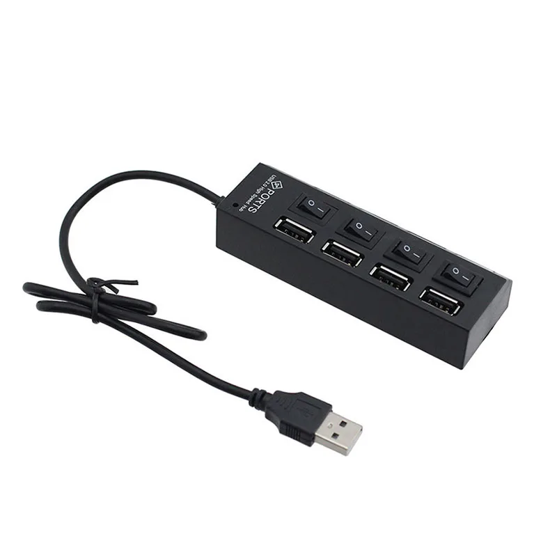 Горячая Распродажа LED 4 порта USB 2 0 Hub Высокоскоростной кнопки