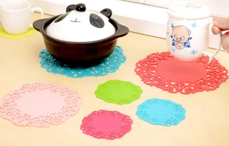 10 шт. нескользящий Силиконовый коврик в форме цветка|insulation pad|cup cushiondesign coasters |