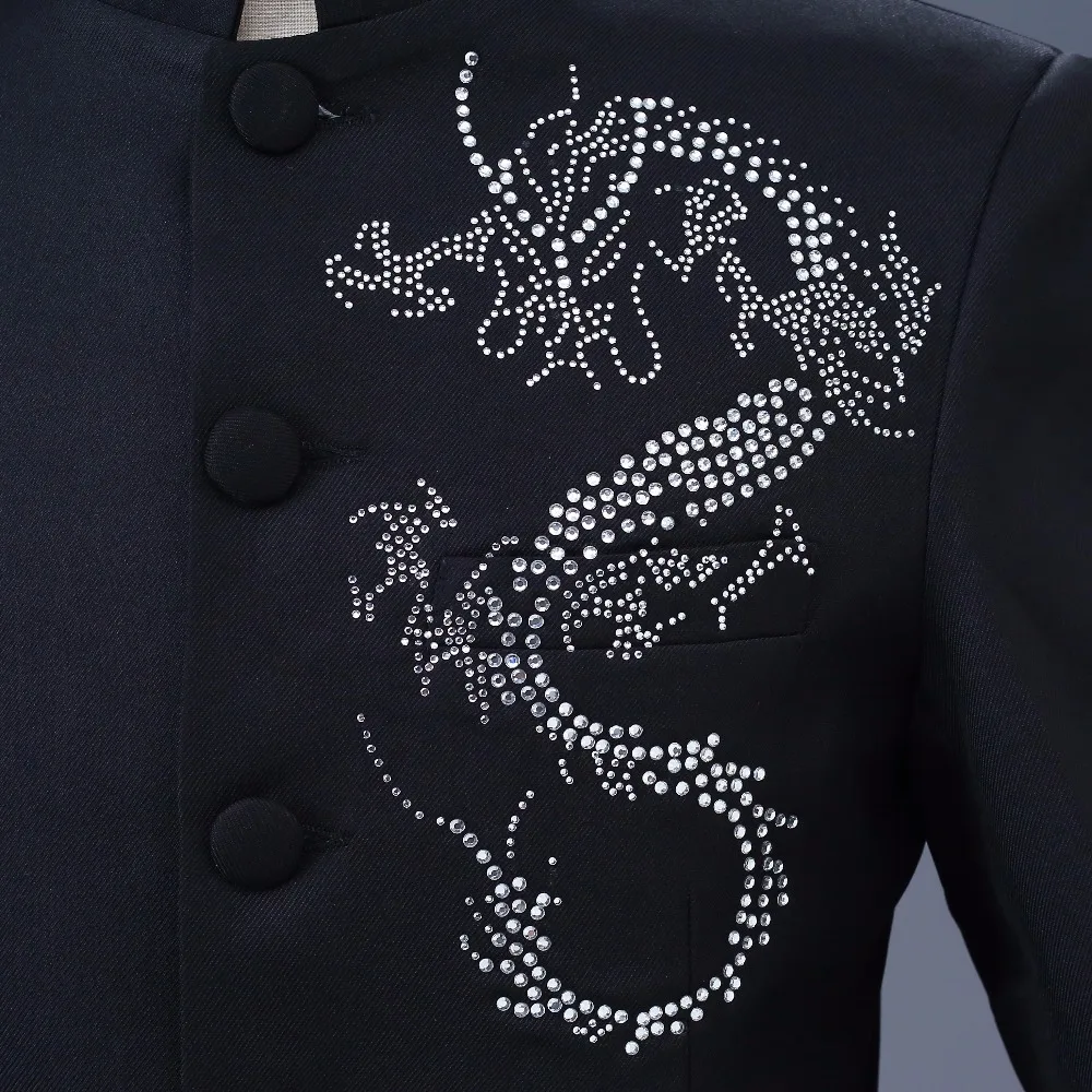 2018 элегантные брендовые смокинги для жениха Мужские пуговицы Черный Золотой