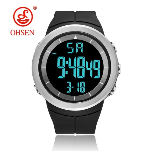White watch Новинка OHSEN брендовые модные ЖК Цифровые мужские наручные часы 50 м водонепроницаемые спортивные черные военные мужские часы relogio masculino - Цвет: White watch