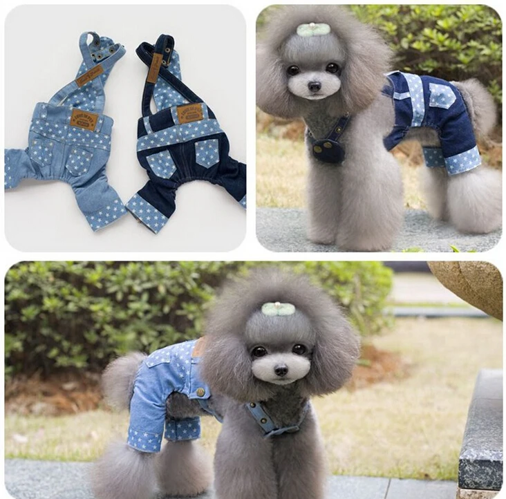 

Pet Clothes Costume Apparel Dog Jumpsuit Pants T-shirt Puppy Denim Overalls Teddy Chihuahua 1PC