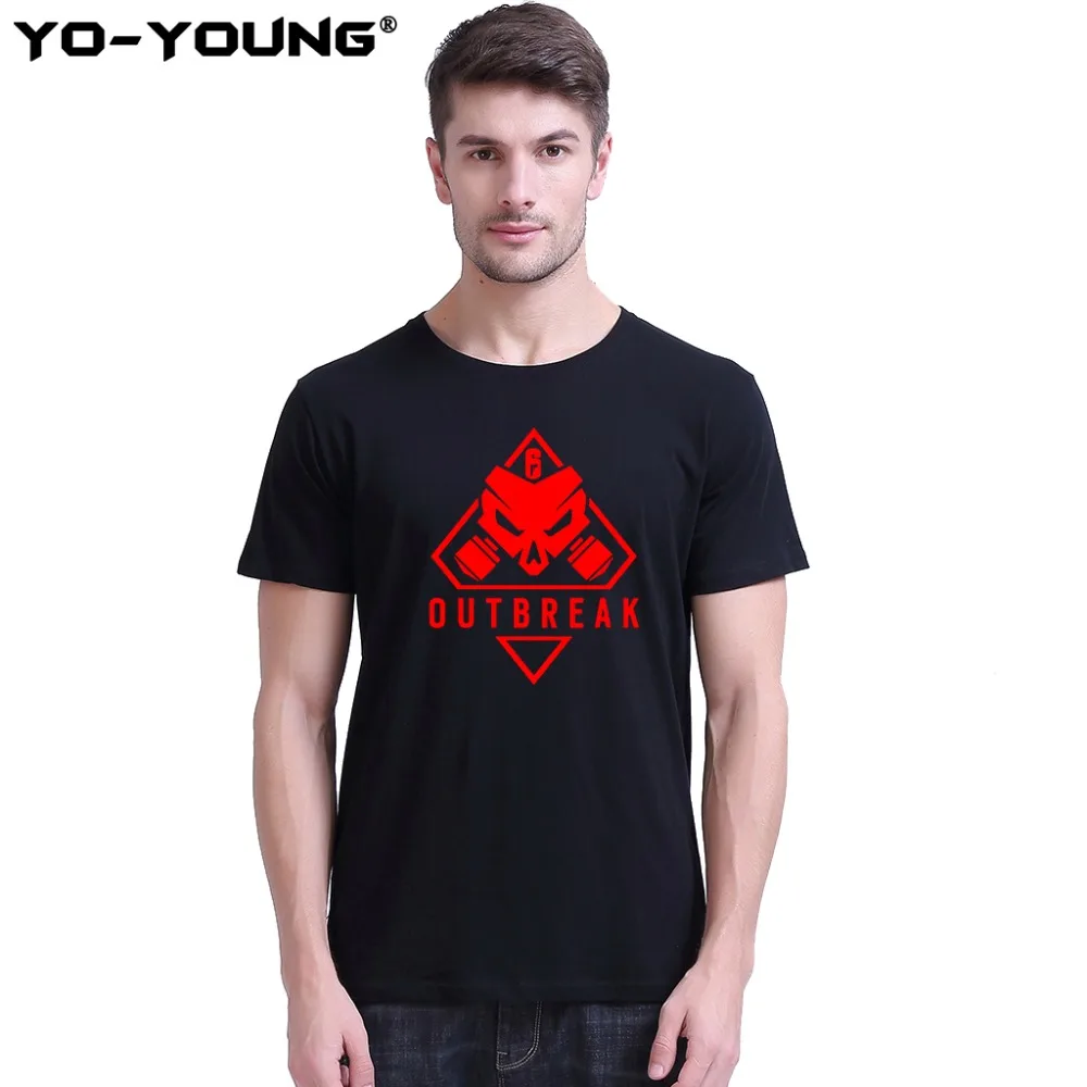Yo Young Men футболки Rainbow Six Siege Outbreak Qualtiy печатные 100% 180 г чёсаный хлопок фанаты игры