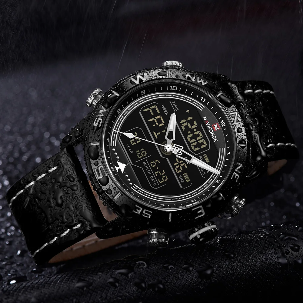 Часы наручные NAVIFORCE Мужские кварцевые Светодиодные роскошные брендовые