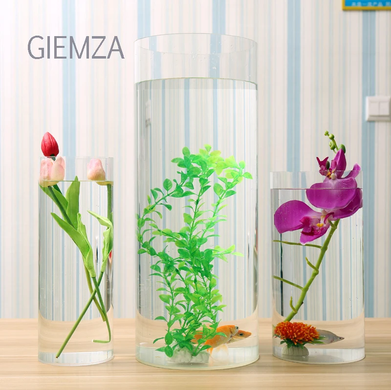 GIEMZA прозрачная акриловая ваза S/M/L без высоких акриловых цветочных вазы Круглый акриловый кислотный куб цилиндрический сосуд пол Свадебные реквизиты декоративные