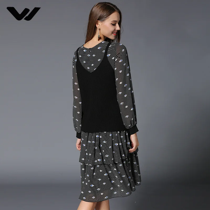 2018 Новый осень-зима Для женщин корейская мода двойной Слои Внутреннее платье