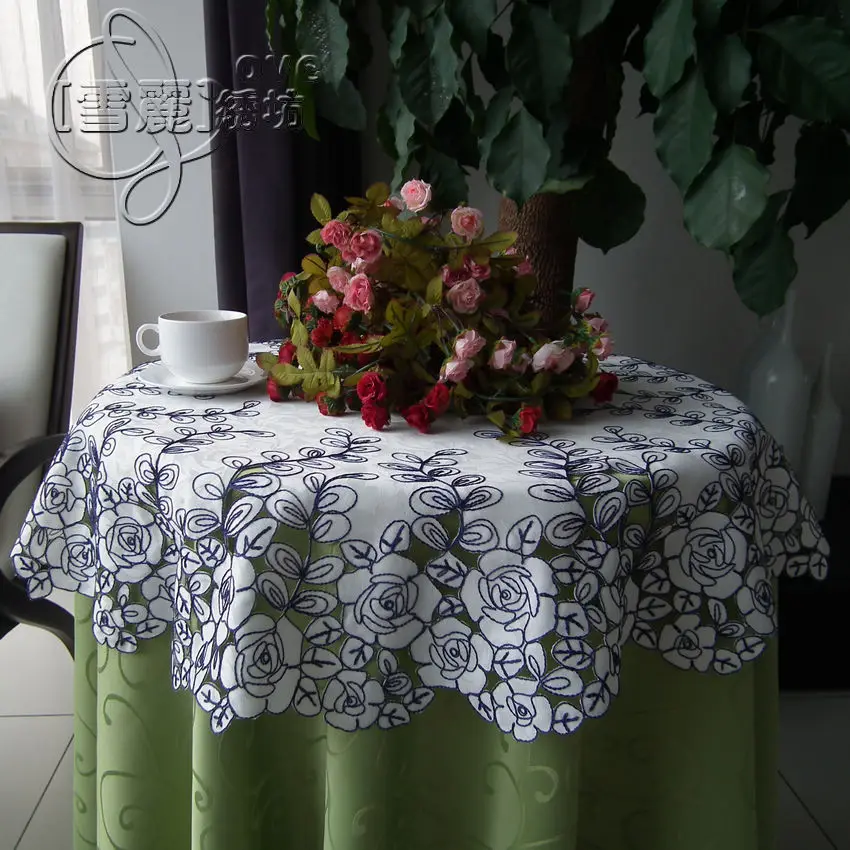 Рустикальная скатерть с вышивкой обеденный стол коврик для стола круглая