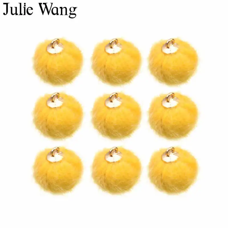 Julie Wang 12 шт сплав + имитация меха норки круглые Шаровые Подвески ожерелье серьги