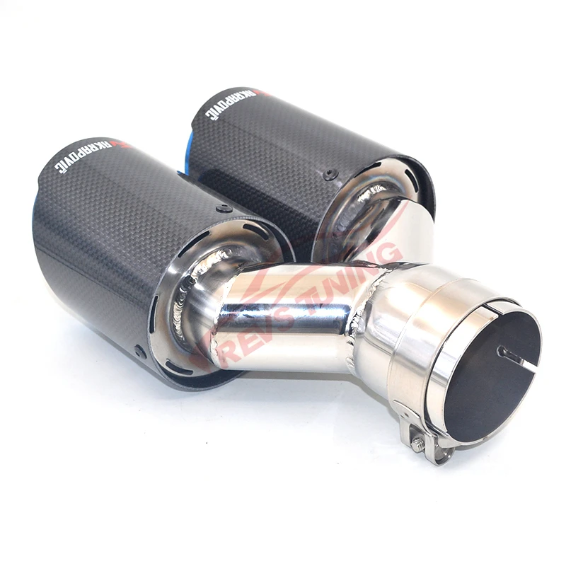 ID: 51 мм 54 57 60 63 66 70 76 Car синий Утомленные Сталь akrapovic двойной углеродного волокна