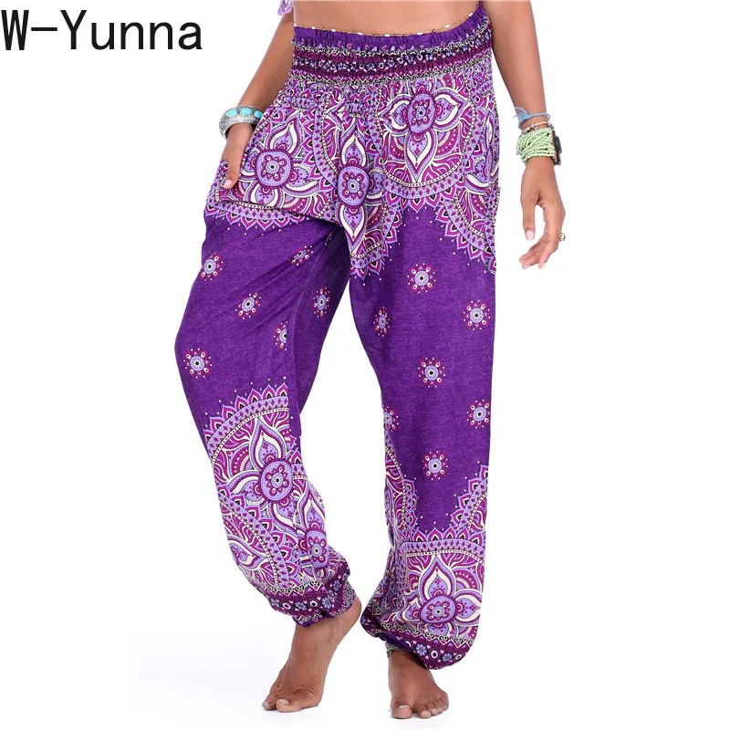 W-Yunna 3d Printing Seaside Loose Belly Dance Pants Wide Leg Workout Bloom Ethnic Style Streetwear | Женская одежда
