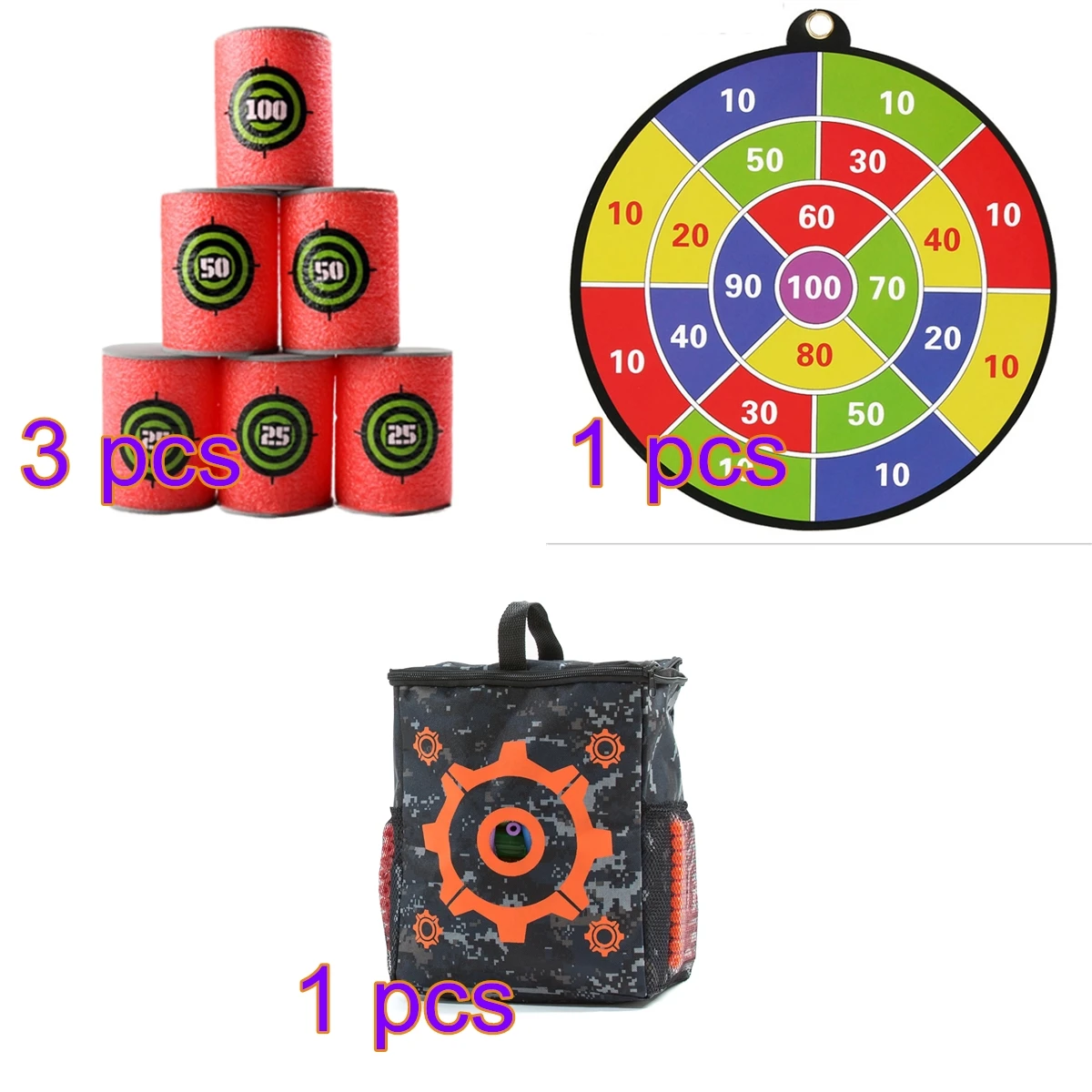 3Pcs Standard Version Soft Bullet Dart Board Target Can Target Bag Kit for Nerf Shooting Tactical Target Paintball Accessories