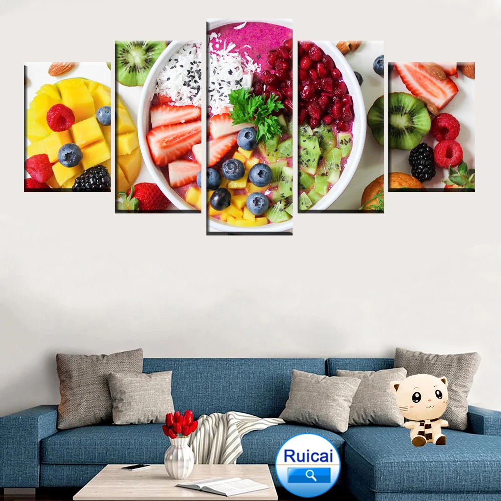 Wall Art 5 Panel HD Print Delicious Fruit Sarah Poster Canvas Painting Modular Restaurant Kitchen Decoration Mural | Дом и сад