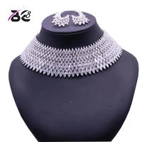 be 8 luxury crystal bridal jewelry sets white color pendant necklace earrings sets wedding african beads jewelry set s125