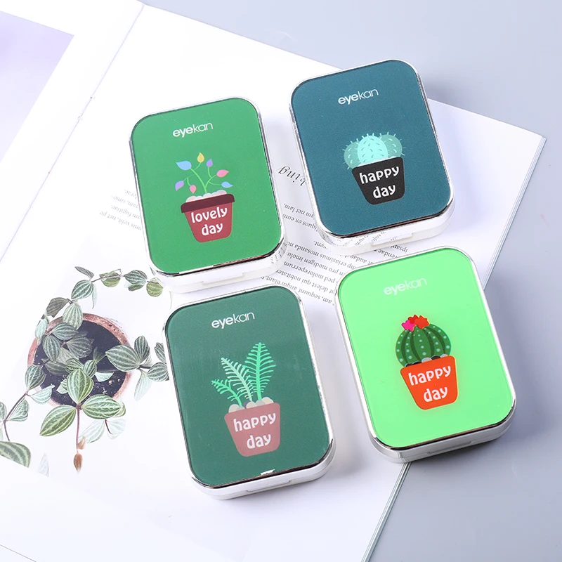 Cute full function Double small cartoon fashion luxury lens box Plastic Mirror Contact Lens Case | Аксессуары для одежды