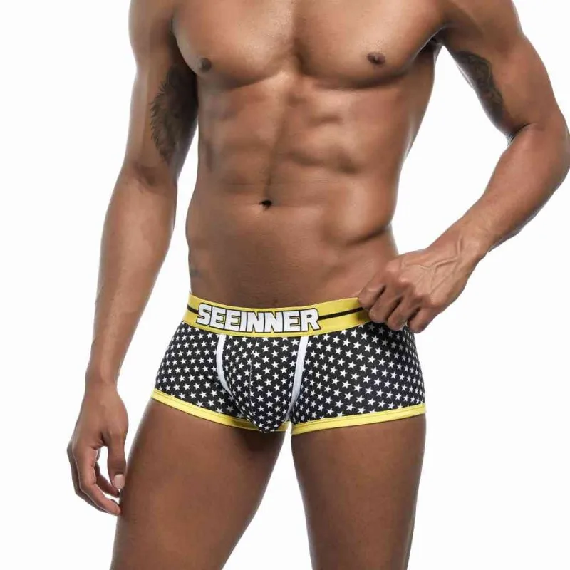 Мужское нижнее белье хлопковые шорты боксеры seeinner ropa interior hombre мужские трусы с