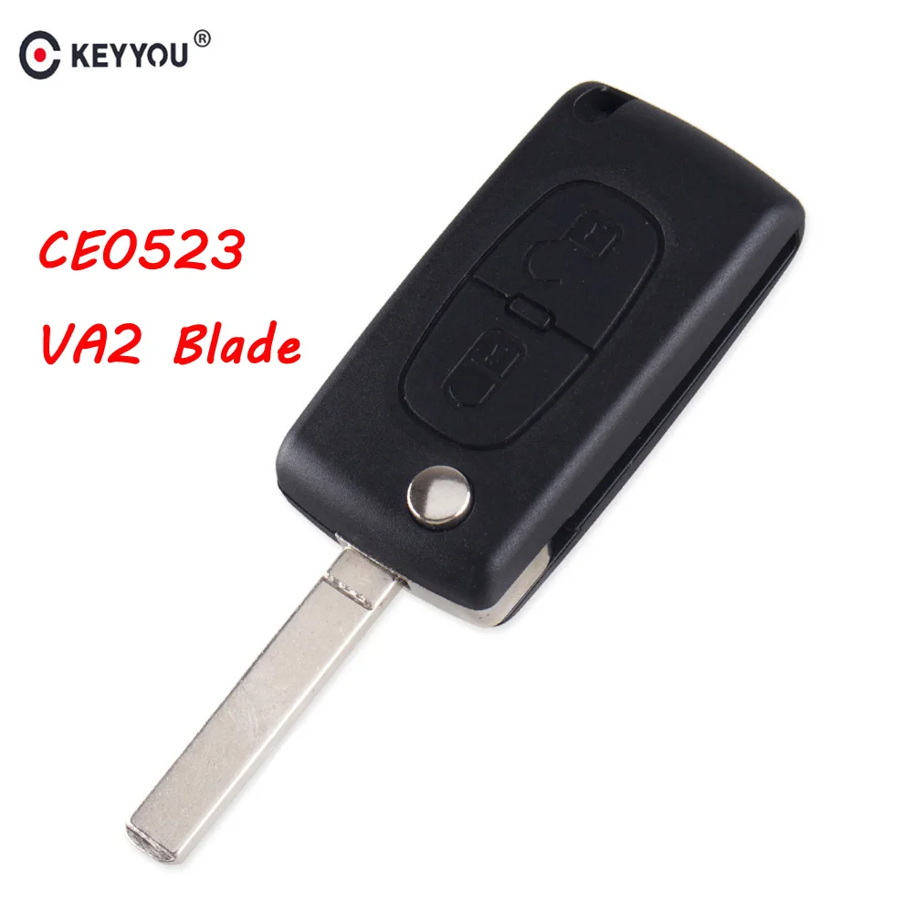 KEYYOU для Citroen C2 C3 C4 C6 Berlingo 2 кнопки откидной складной ключ оболочки Ce0523 VA2 лезвие дистанционного ключа оболочки Авто