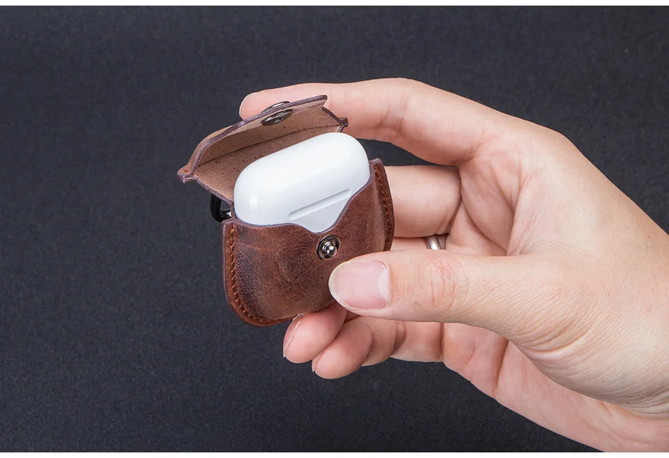 Кожаный чехол Airpods для Apple, Airpods, Bluetooth наушники, зарядная коробка, аксессуары, сумка, ключевой ремень, с кнопками, чехол для наушников