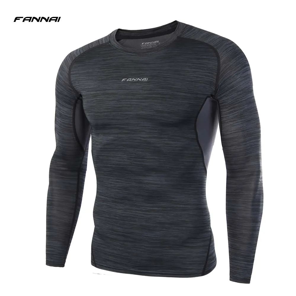FN105C Long sleeve Новые Брендовые мужские спортивные футболки для бега компрессионные с коротким рукавом для мужчин Бодибилдинг, тренировка колготки спортивная рубашка для бега из спандекса - Цвет: FN105C Long sleeve