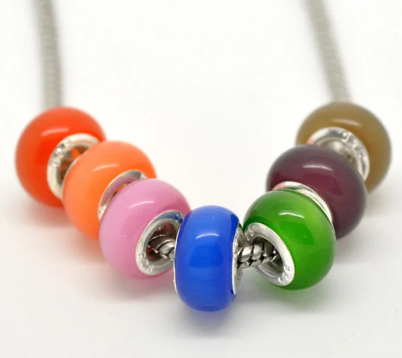 DoreenBeads в случайном порядке серебристый сердечник стеклянный бисер кошачий глаз