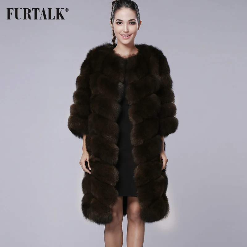 FURTALK 100% Настоящие женщины зима Подлинная Фокс Шуба С 3/4 Рукавом Жилет Одежда