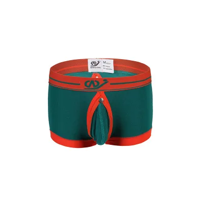 Green Wang Jiang Модальные трусы-боксеры, мужское сексуальное нижнее белье с открытой спиной, мужские раздельные мешочки, сумка для пениса, мужские трусы, трусы для геев - Color: Green