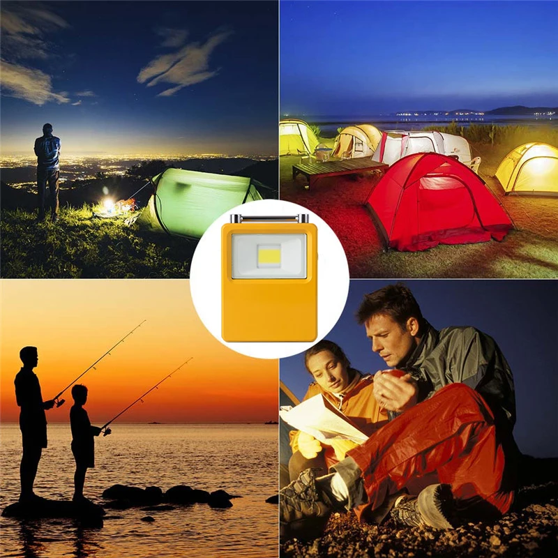 구매 LED 태양 투광 조명 스포트 라이트 3 모드 마이크로 USB 충전식 COB 작업 핸드 헬드 램프 야외 캠핑 비상 보조베터리