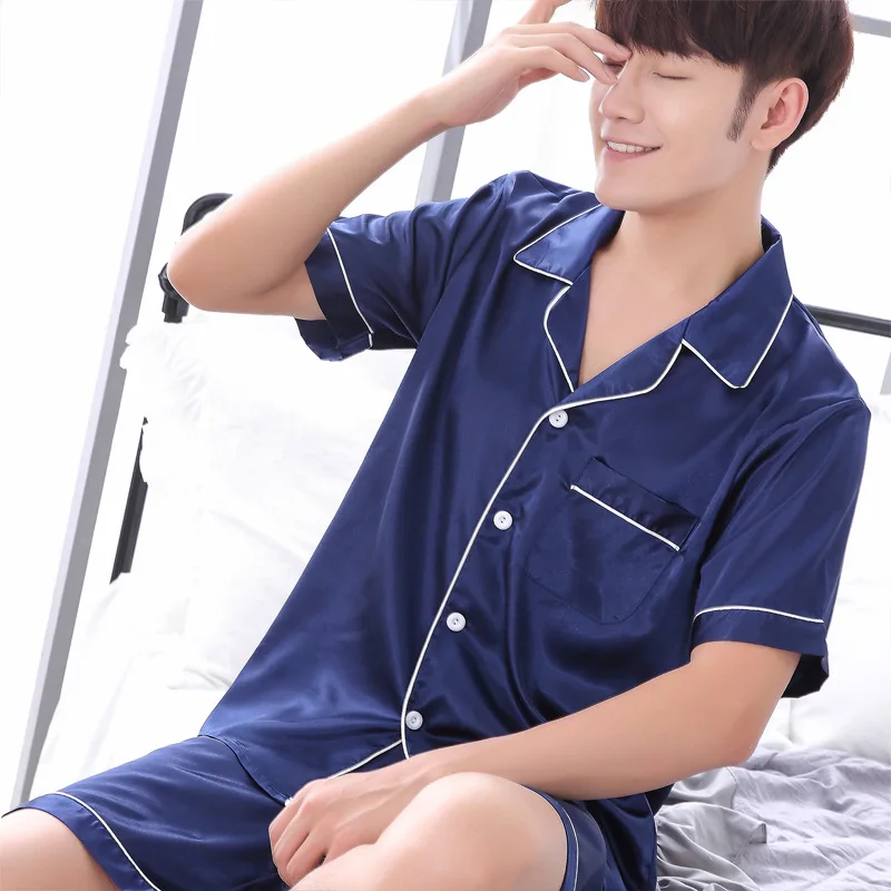 2019 New Two-pieces Shorts For Men Summer Sleepwear Male L-3XL Pajama Set Soft Nightwear Pyjamas Sleep Lounge | Мужская одежда