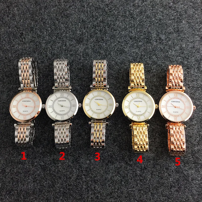 Contena лучший бренд класса люкс Montre часы Femme Модные женские Для женщин Стразы полный