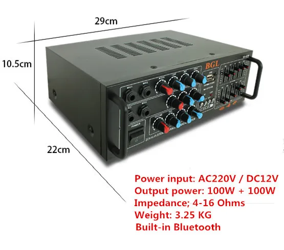 AC220V/DC12V 100 Вт + KA 630 Профессиональный цифровой эхо Встроенный Bluetooth домашний