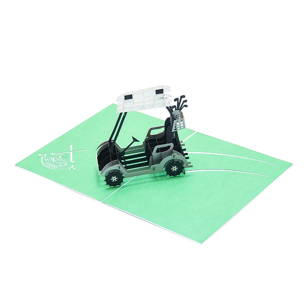 Golf cart dies 3D pop up поздравительная открытка лазерная резка конверт полые резные