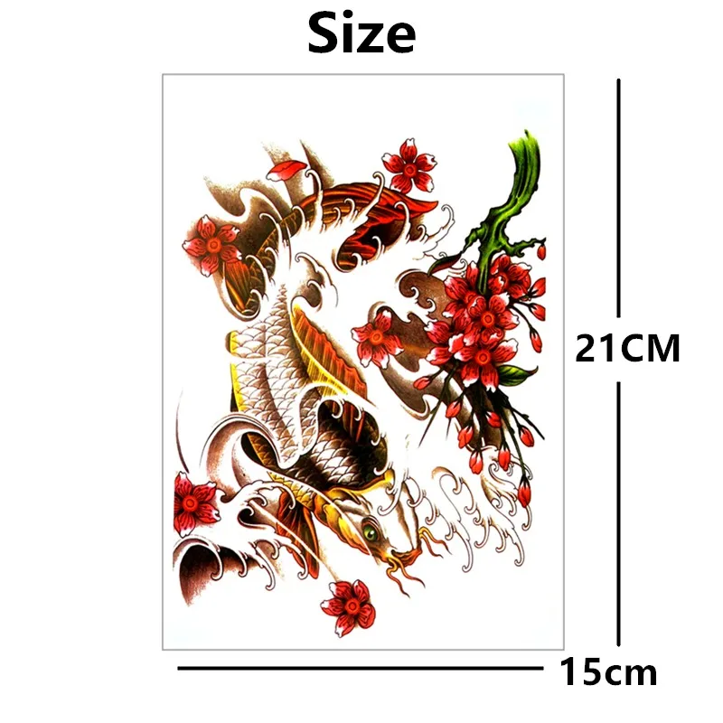 SHNAPIGN Koi safflower китайский стиль временное искусство тела, флеш тату наклейки 21*15 см, водонепроницаемые хна тату секс продукты
