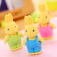 1pc kawaii rabbit animal pencil eraser cute colorful soft eraser office school supplies accessories stationery