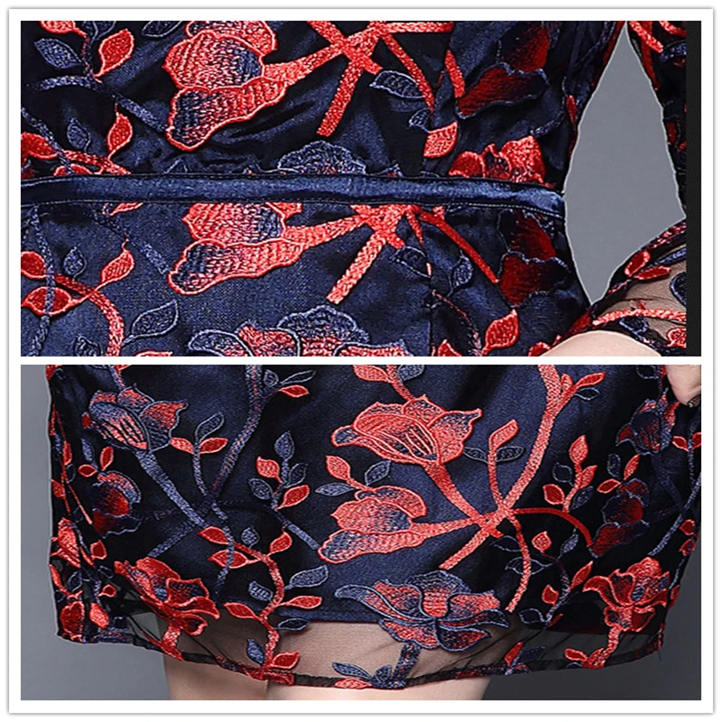 

new spring and summer 2017 high-end 3D mesh embroidery bodycon dress with Customized plus size 5xl fashion party dresses F138