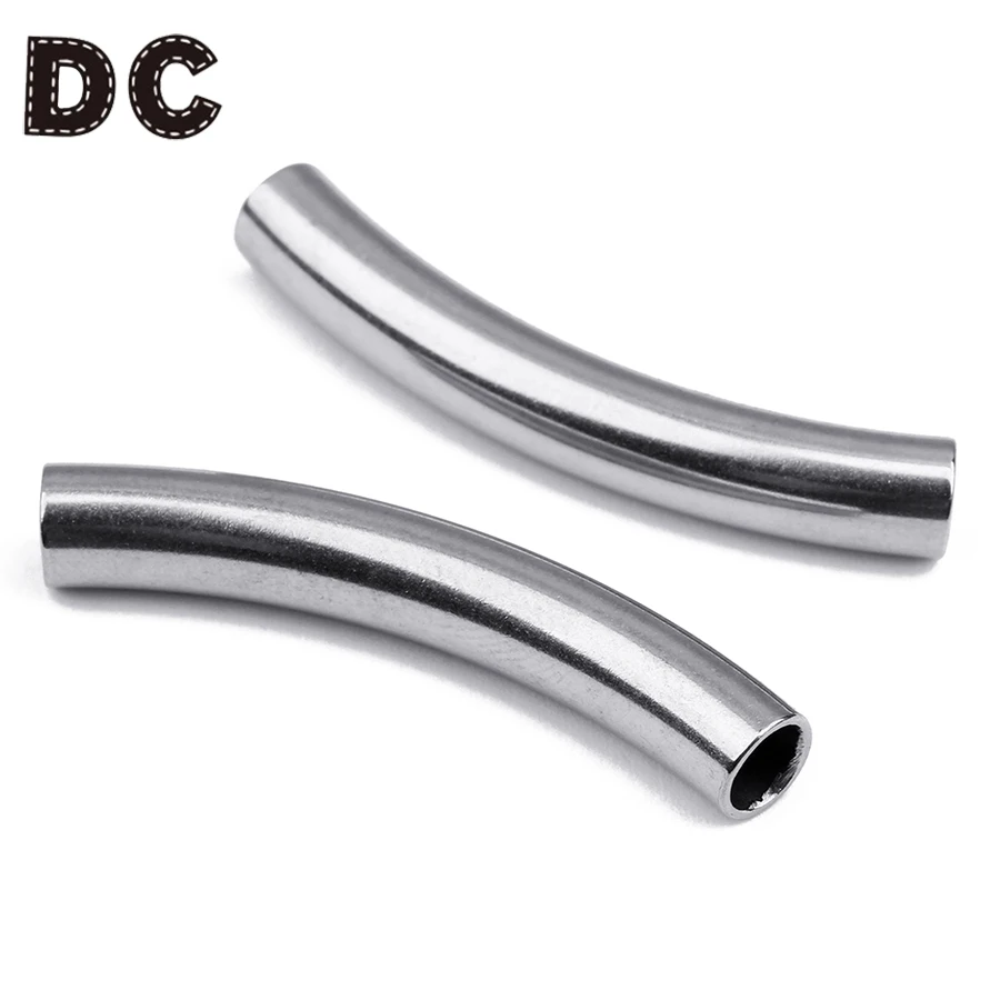 DC 10 шт Серебряный цвет из нержавеющей стали Длинные изогнутые бусины 6*40 мм для