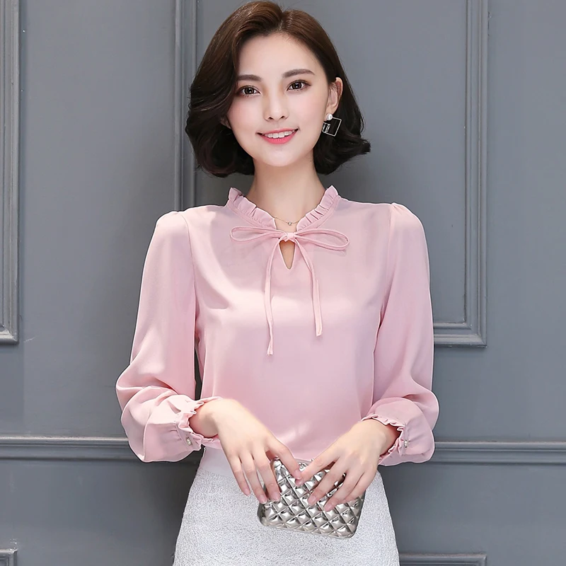 Новинка 2018 весенне-осенние Рубашки для женщин Blusa шифоновая блузка с длинным