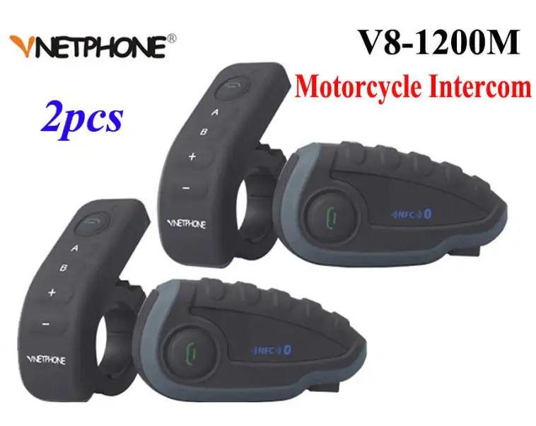 2 шт. Vnetphone V8 мотоциклетные шлемы Интерком NFC дистанционное управление Bluetooth